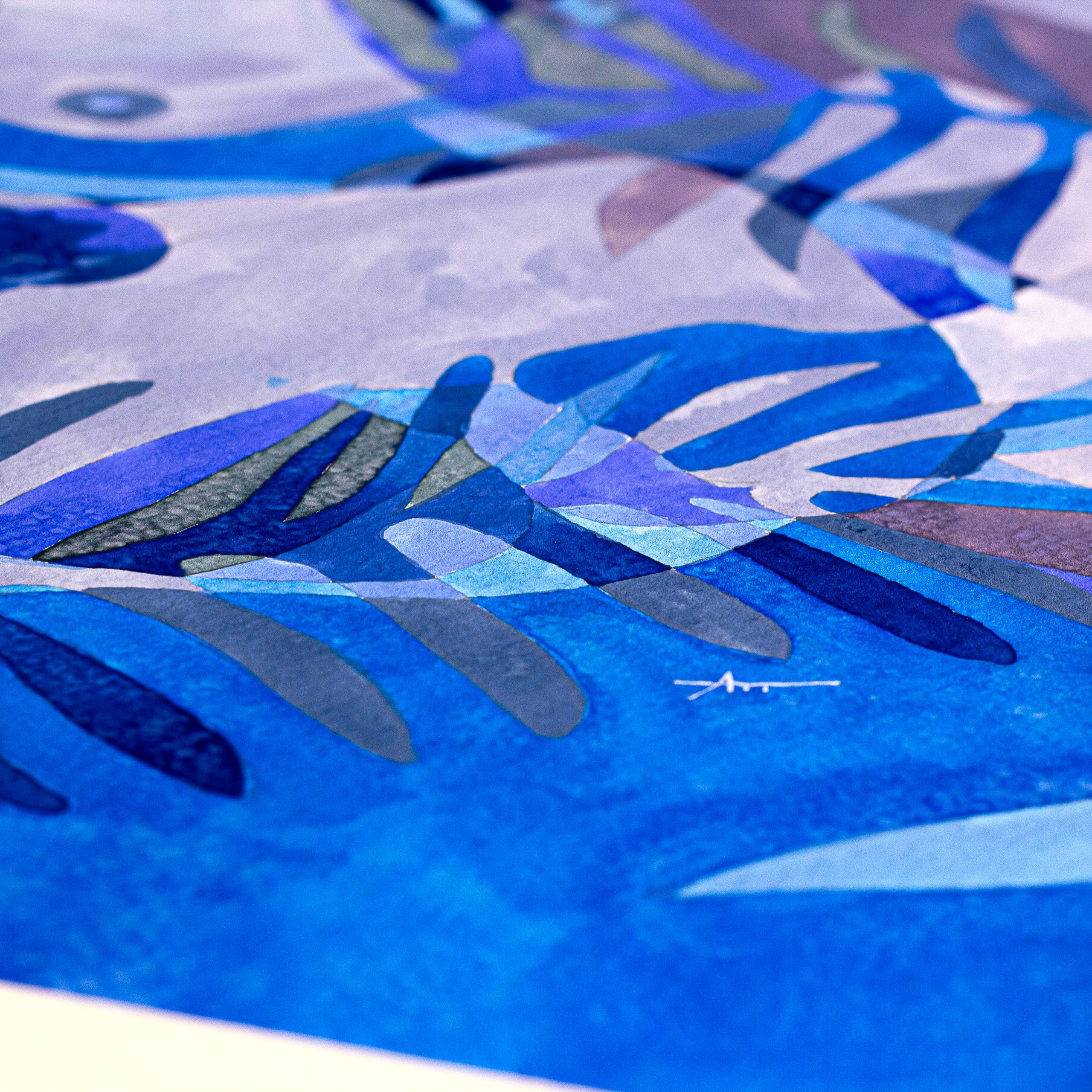 Abstract nude N°10-blue : Fern Leaves