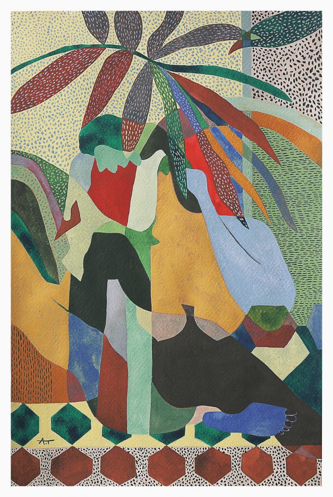 Abstrait nu 4 - warm and green